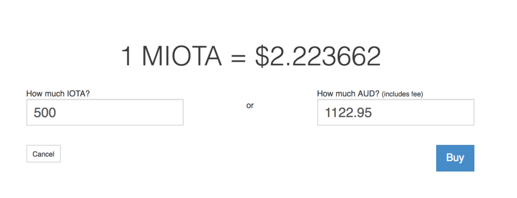 Buying IOTA on CoinSpot with AUD.